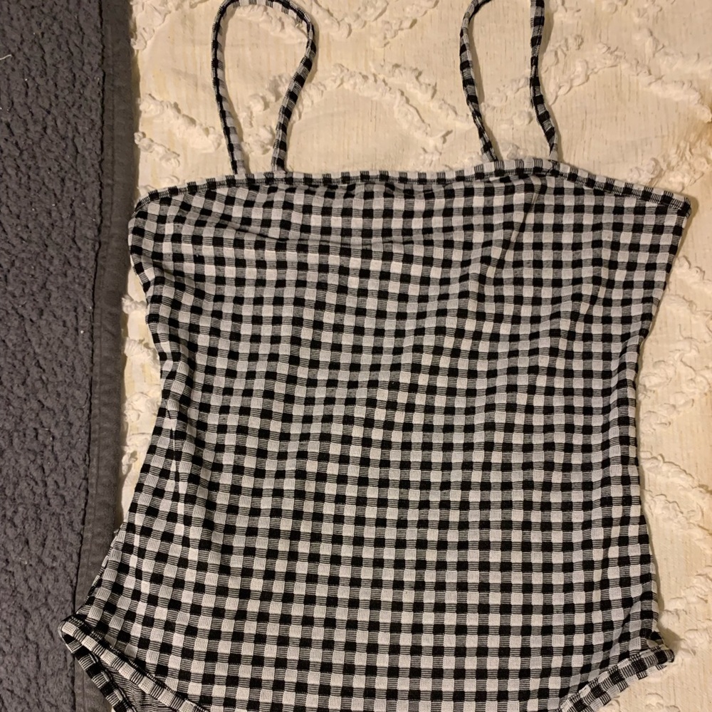 Black and white gingham bodysuit